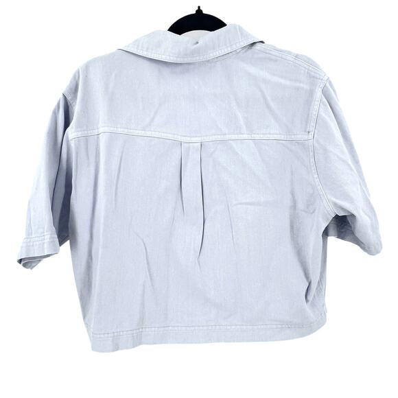 Denim on Denim Set Women's L Y2K Cropped Top Mini Skirt Skort Wrap Festival Blue - Picture 3 of 7